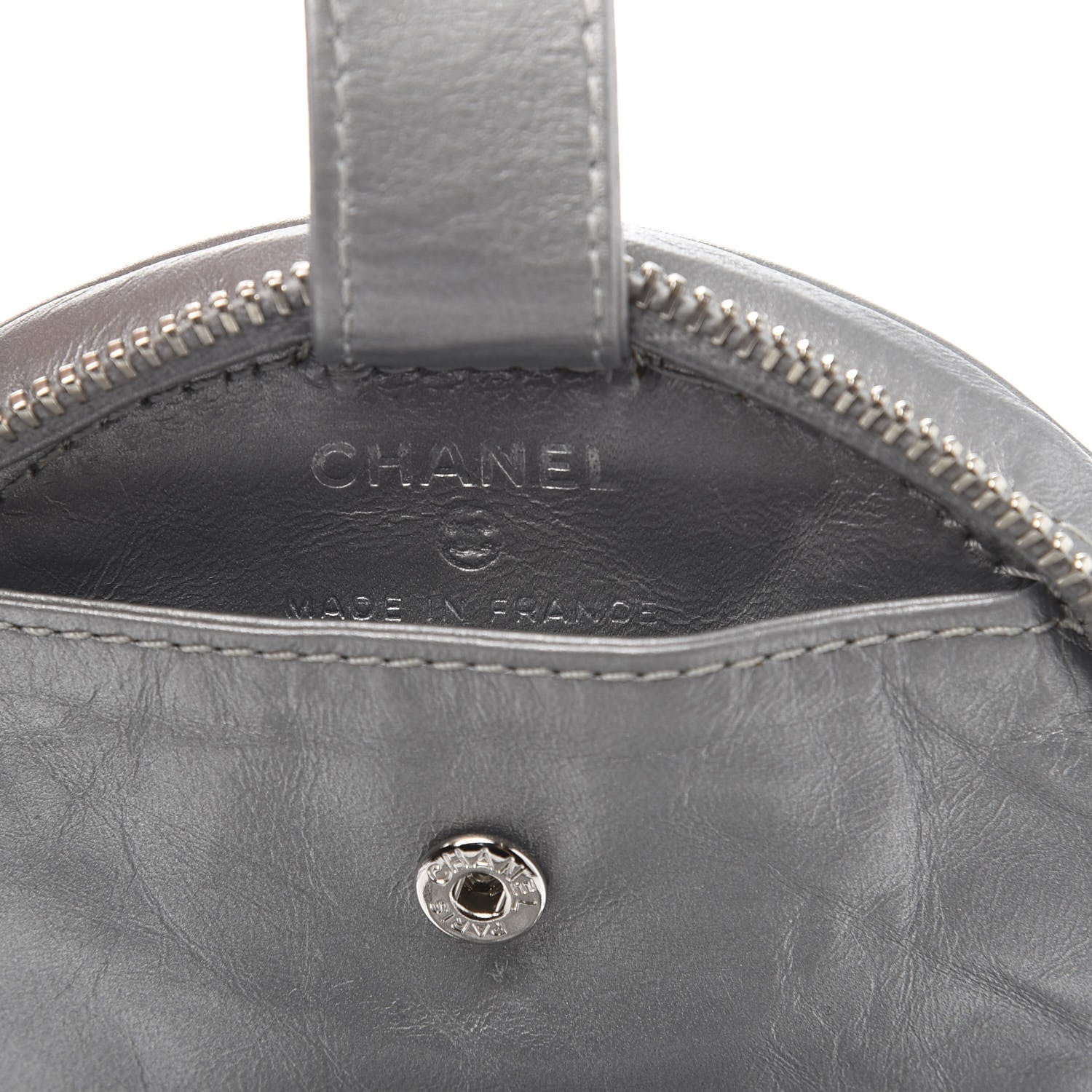 Chanel Metallic Aged Calfskin Quilted Round Bag Silver 6 of 12