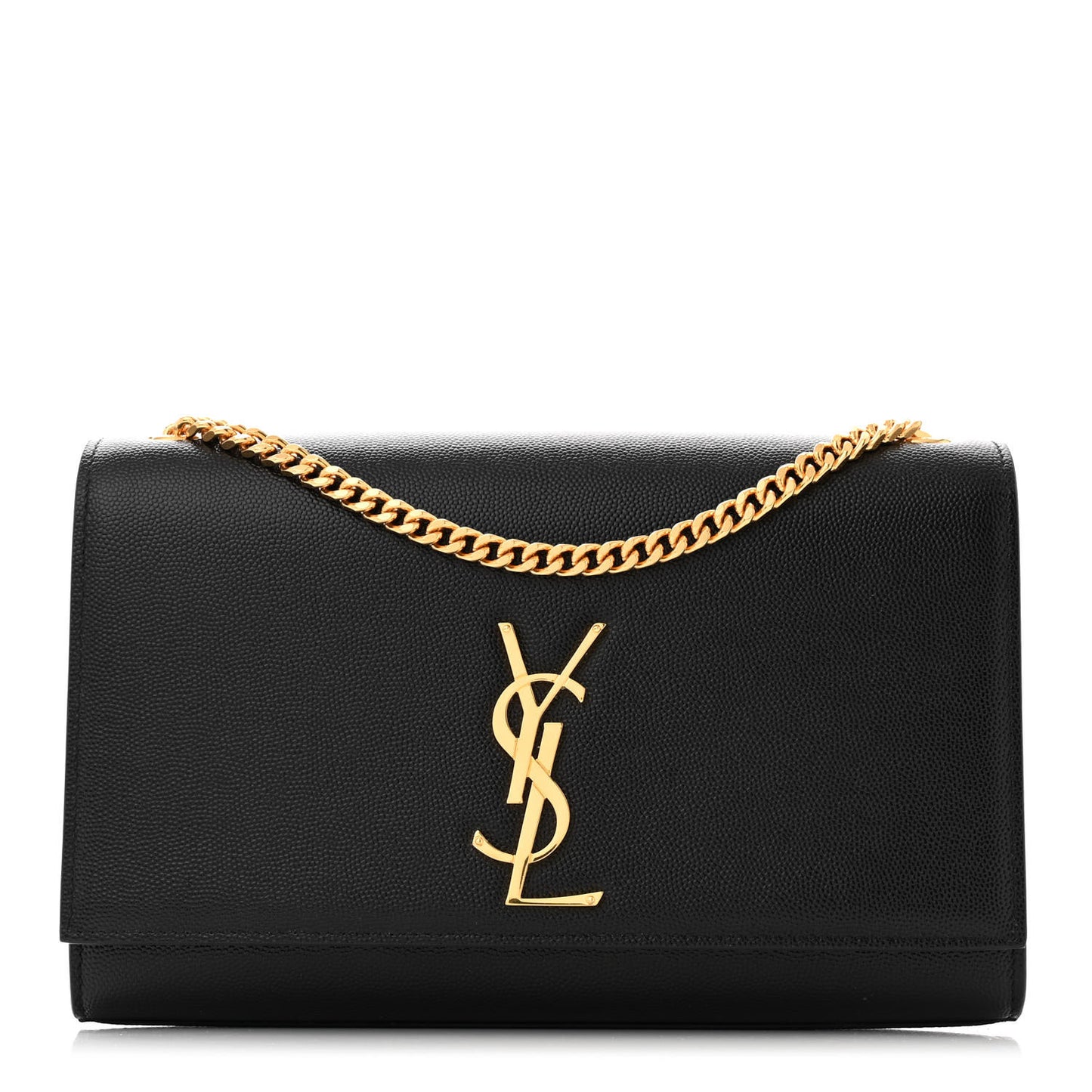 SAINT LAURENT Grain De Poudre Medium Classic Monogram Kate Satchel Black