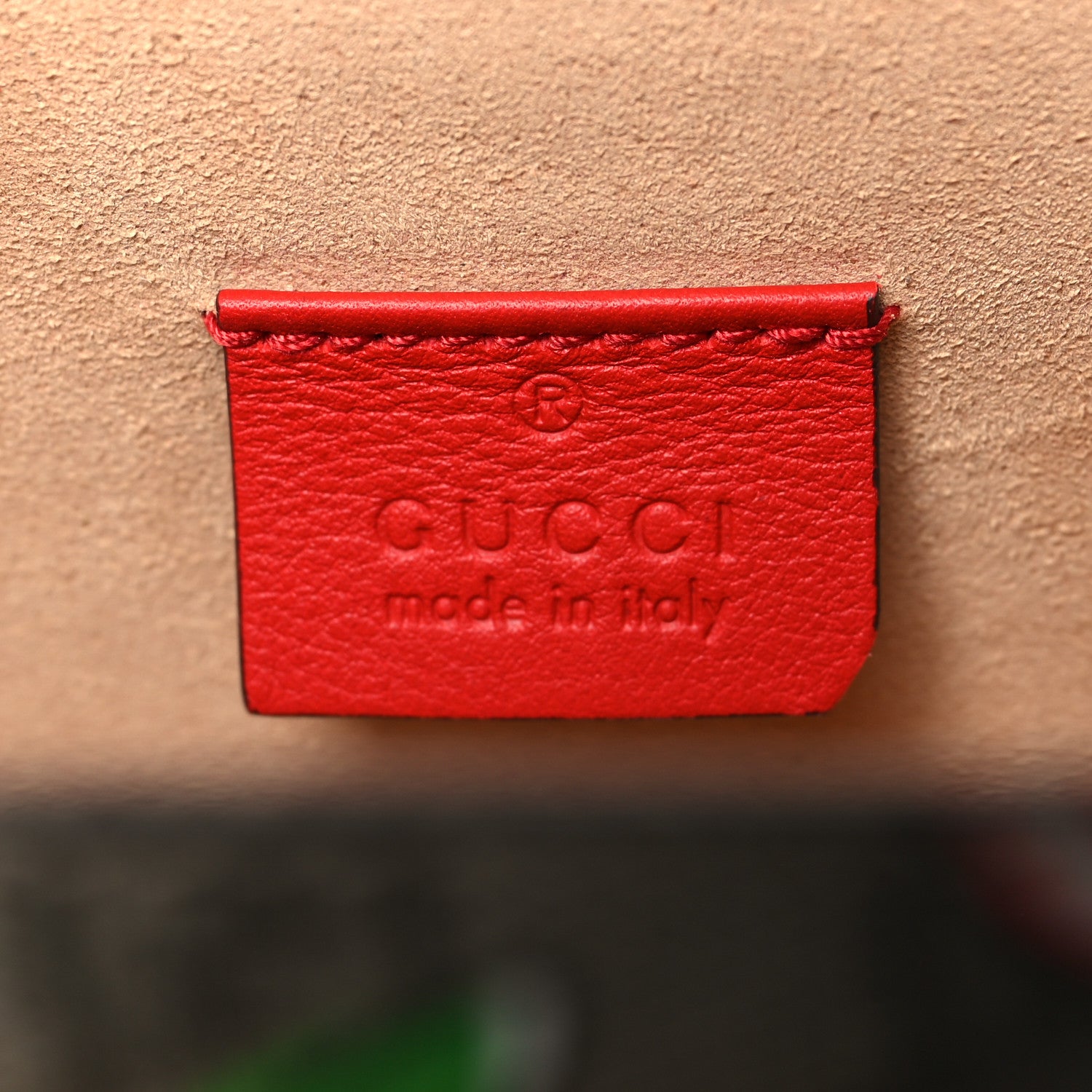 Gucci GG Supreme Monogram Apple Small Padlock Bamboo Shoulder Bag Beige Multicolor Lobster Red 6 of 10