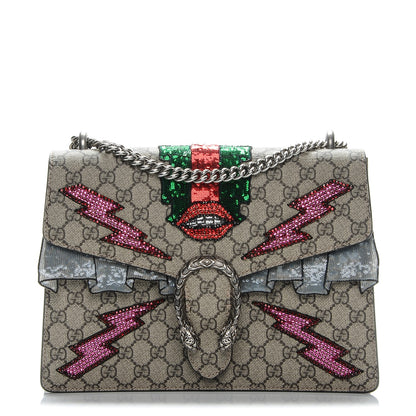 Gucci GG Supreme Monogram Lightning Embroidered Medium Dionysus Shoulder Bag Beige 1 of 6