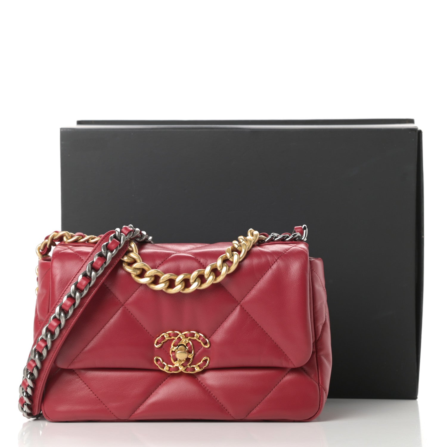 Chanel Goatskin Quilted Medium Chanel 19 Flap Red 11 of 11