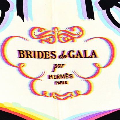 Hermes Silk Brides De Gala Shadow Scarf 90 Creme Black Rose Fluo 3 of 4