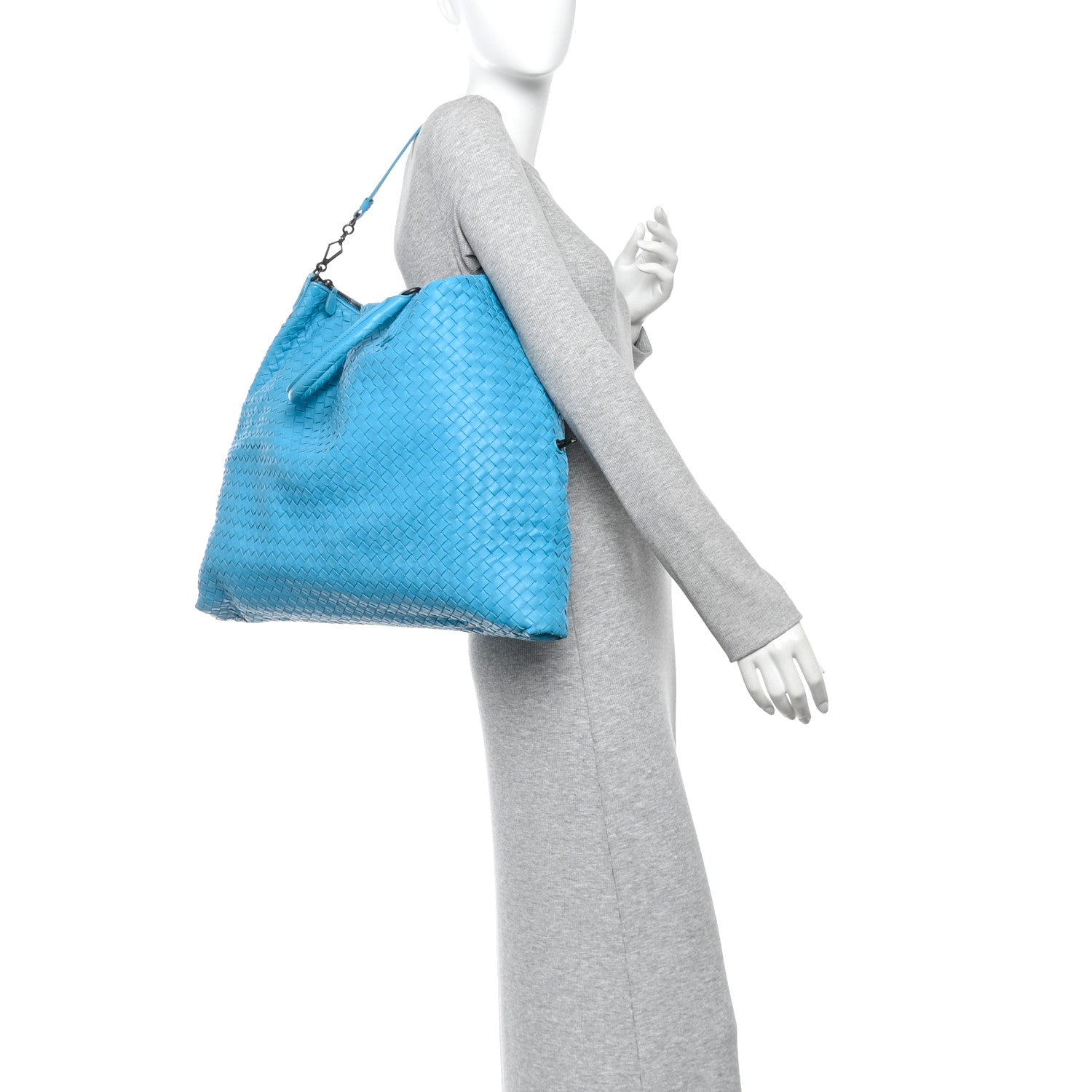Bottega Veneta Nappa Intrecciato Maxi Convertible Tote Turquoise 2 of 11