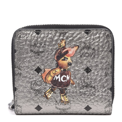 MCM Metallic Visetos Rabbit Zip Around Wallet Silver 1 of 8