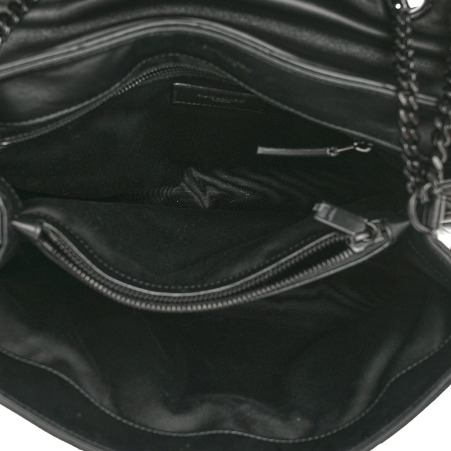 Calfskin Y Quilted Monogram Monochrome Medium Loulou Chain Satchel Black