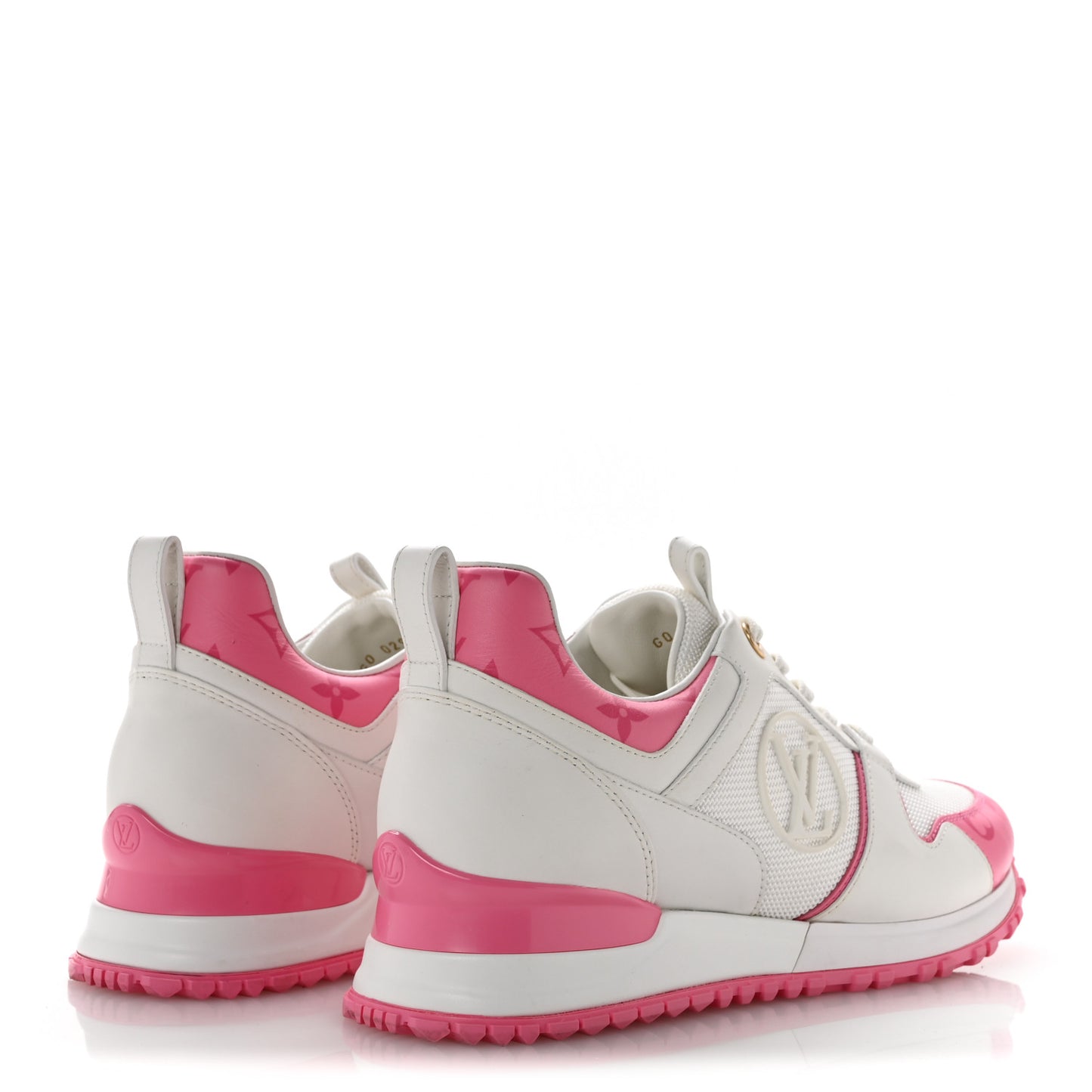 Calfskin Monogram Run Away Sneakers 38 White Pink