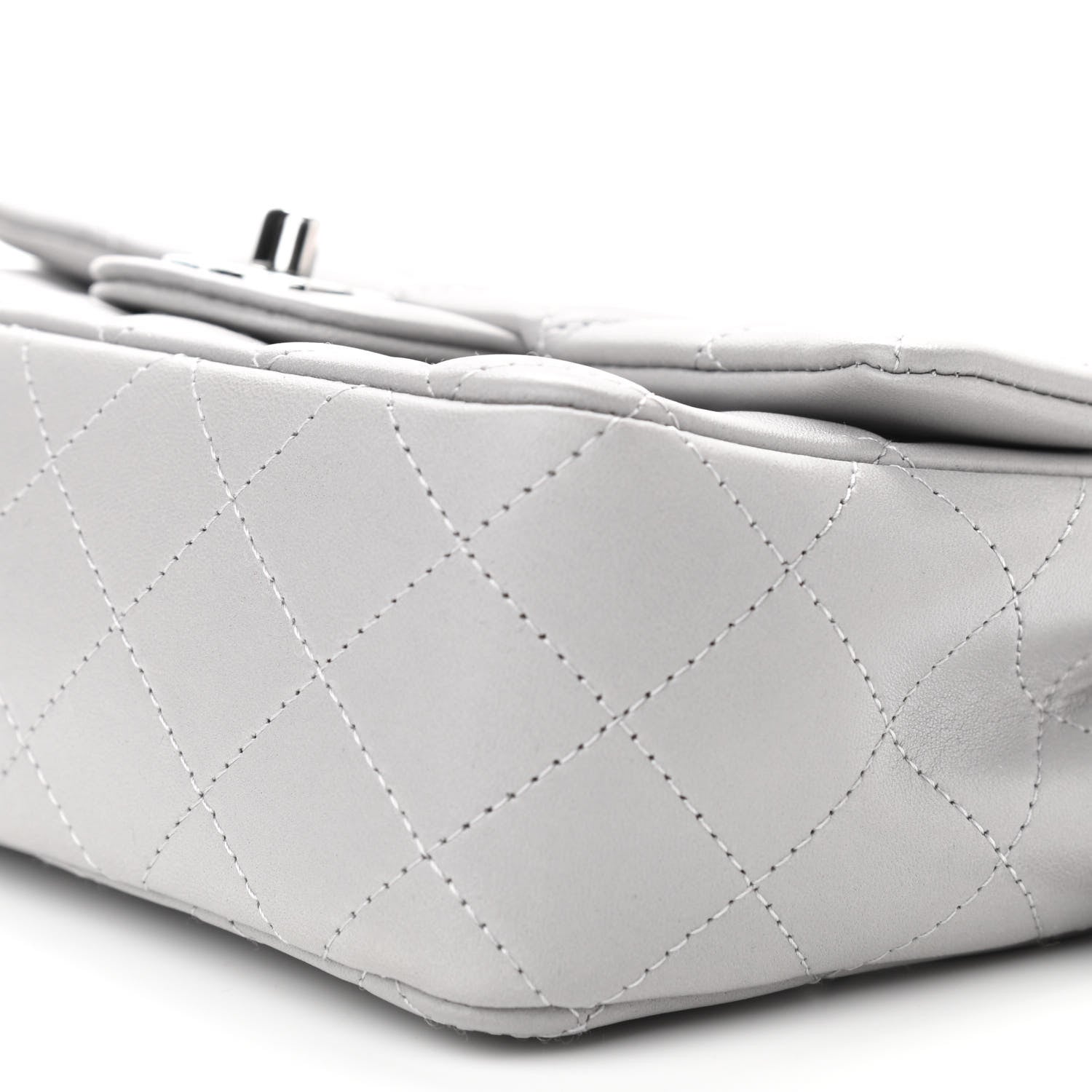 Chanel Lambskin Quilted Mini Rectangular Flap Grey 8 of 10