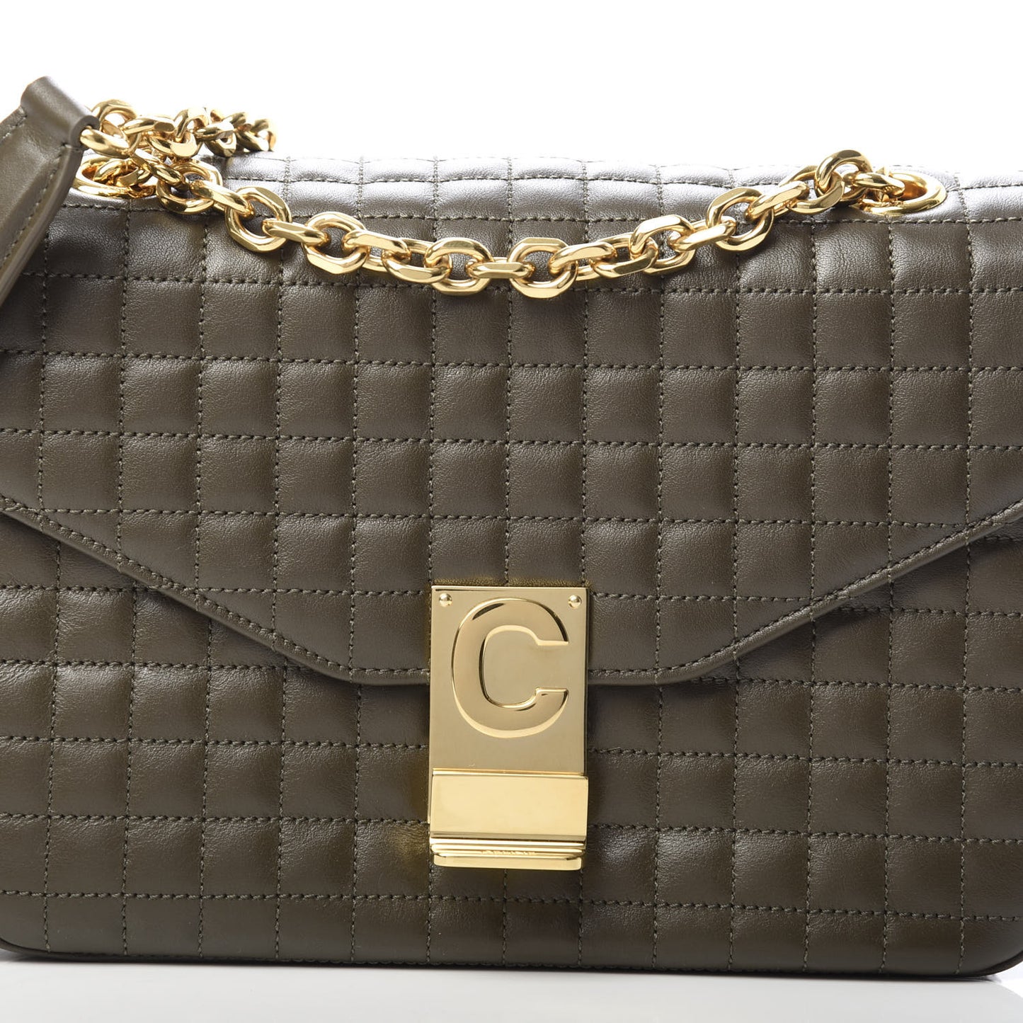 Calfskin Quilted Medium C Bag Khaki