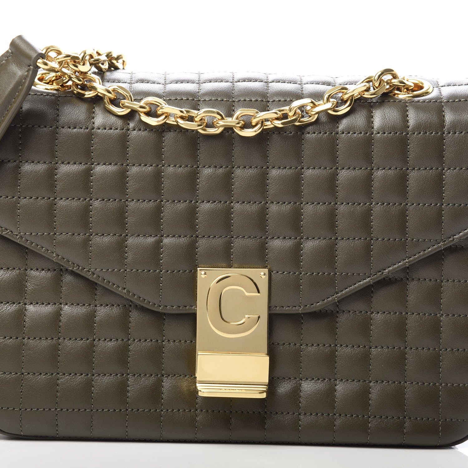 Celine Calfskin Quilted Medium C Bag Khaki 8 of 11