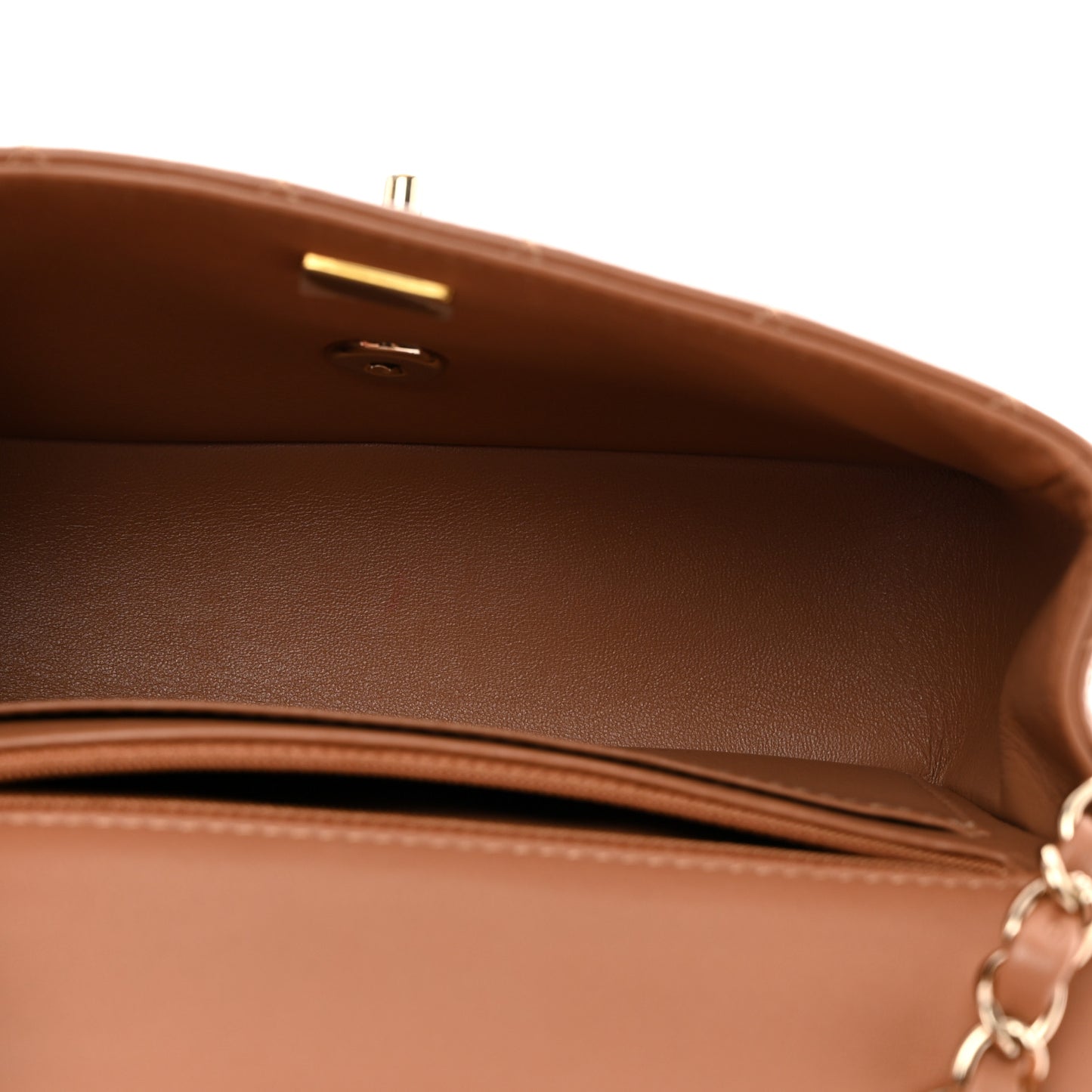 Lambskin Quilted Mini Rectangular Flap Brown