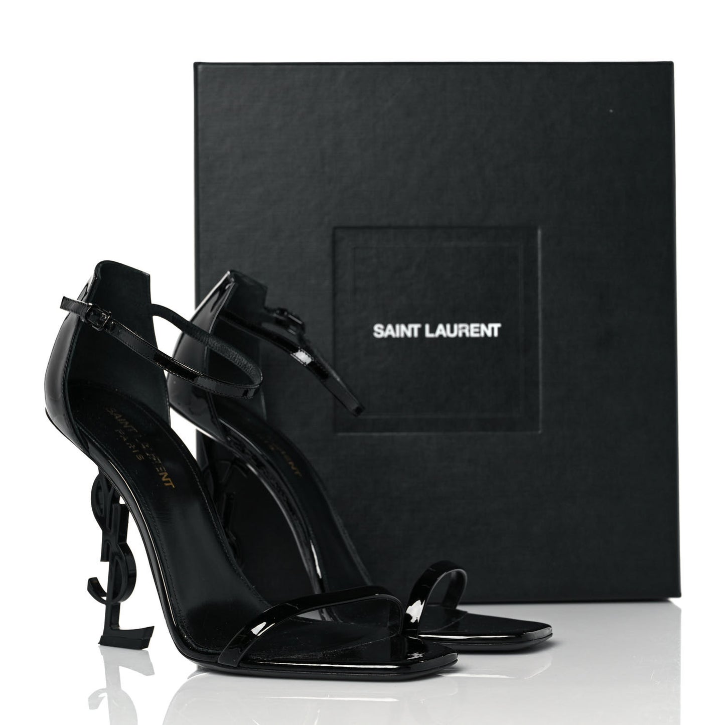 Patent Calfskin Opyum 110 Sandals 39.5 Black