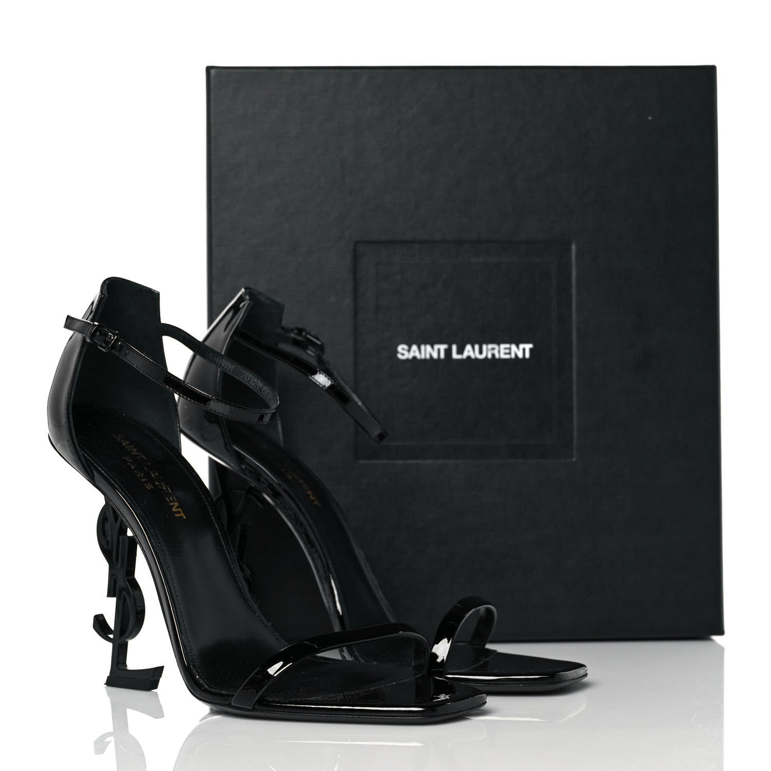 Saint Laurent Patent Calfskin Opyum 110 Sandals 39.5 Black 9 of 9