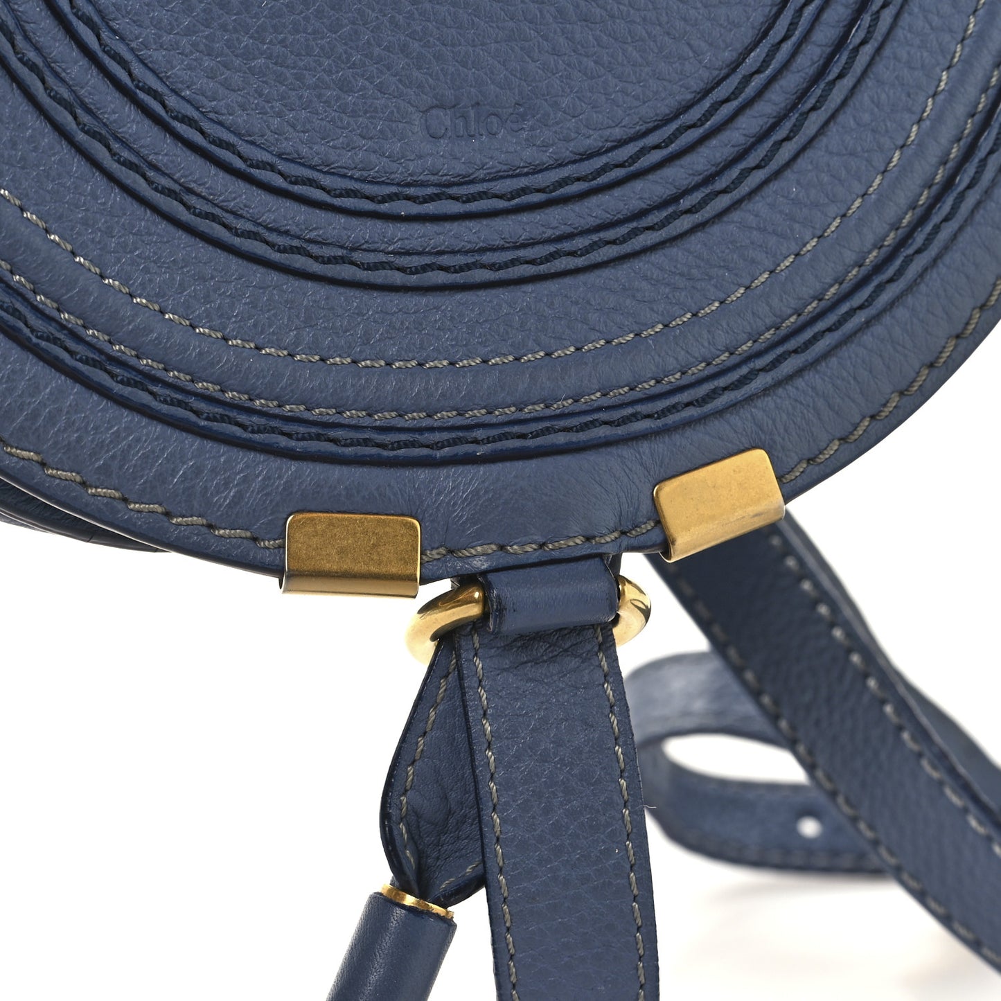 Calfskin Small Marcie Round Crossbody Bag Royal Navy