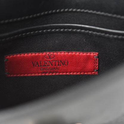 Valentino Garavani Vitello Rockstud Shoulder Flap Bag Black 9 of 10