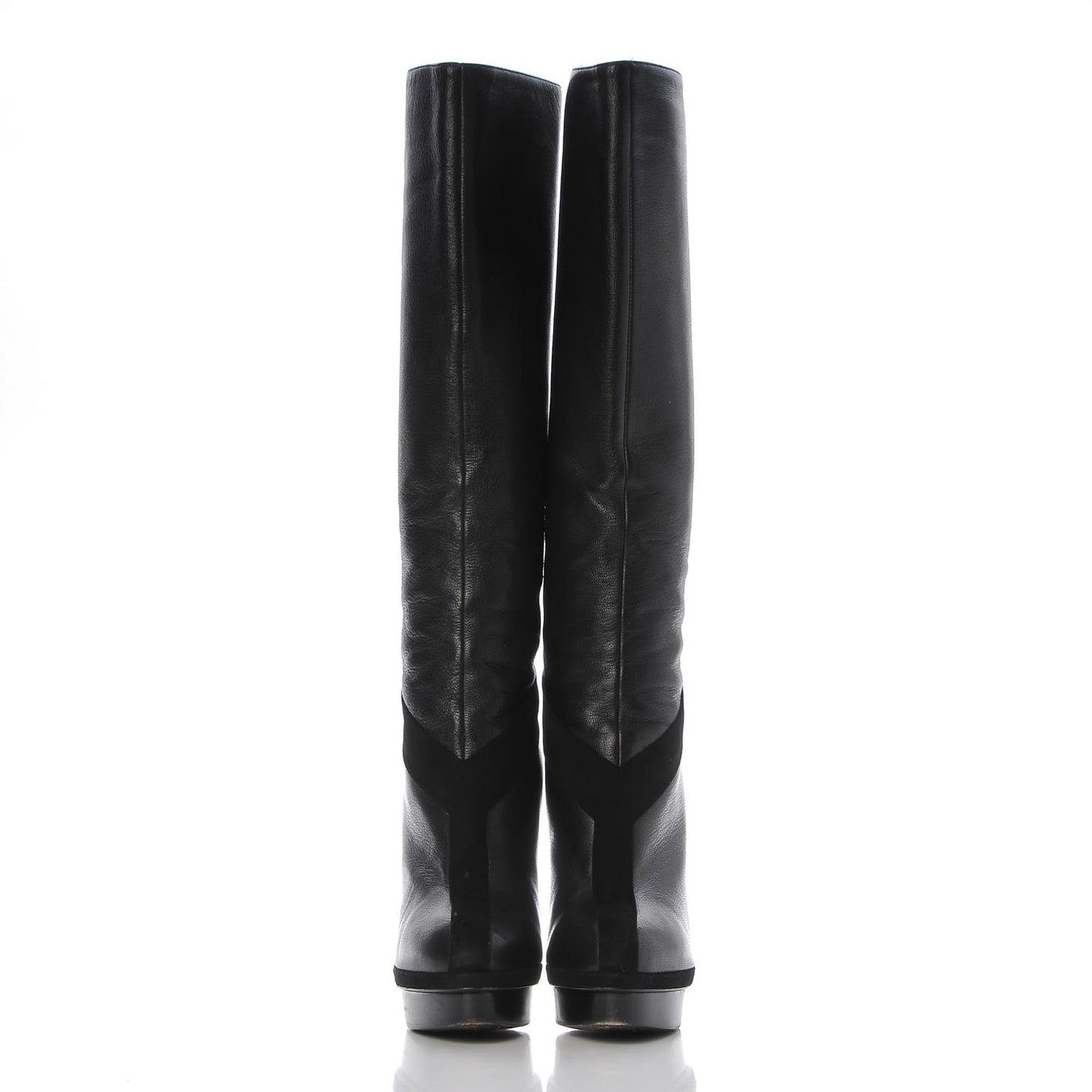 Calfskin Suede Y Tribute 105 Platform Knee High Boots 38.5 Black