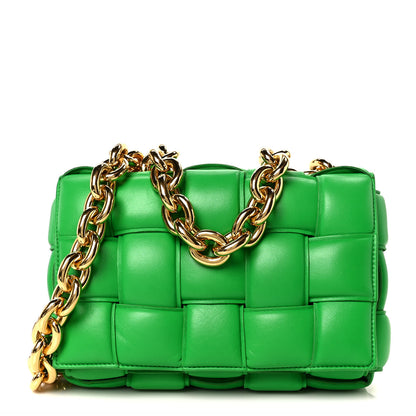Bottega Veneta Lambskin Maxi Intreccio Padded Chain Cassette Crossbody Bag Racing Green 1 of 12