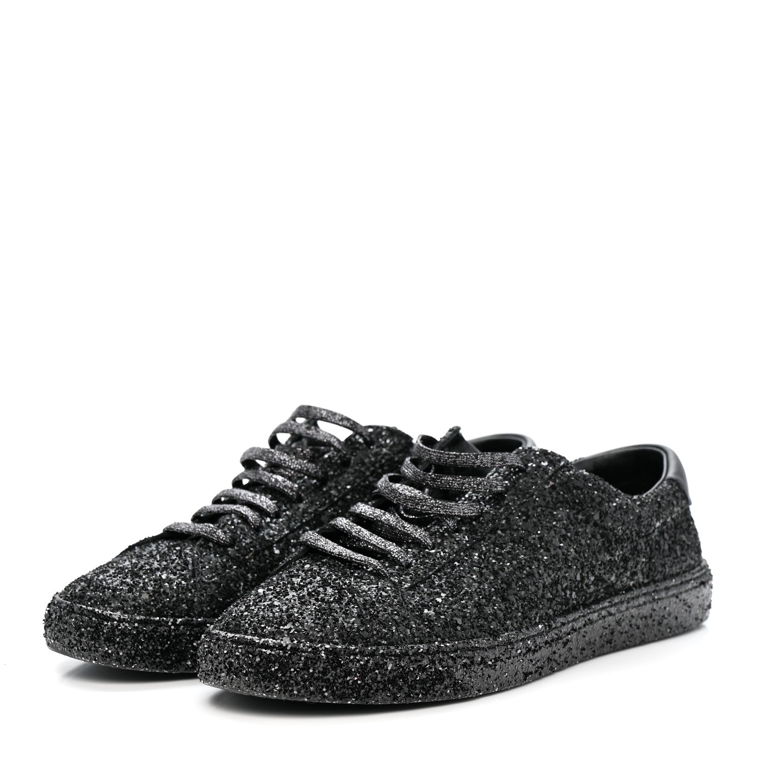 Saint Laurent Calfskin Crystal Glitter Andy Sneakers 38.5 Black 6 of 20