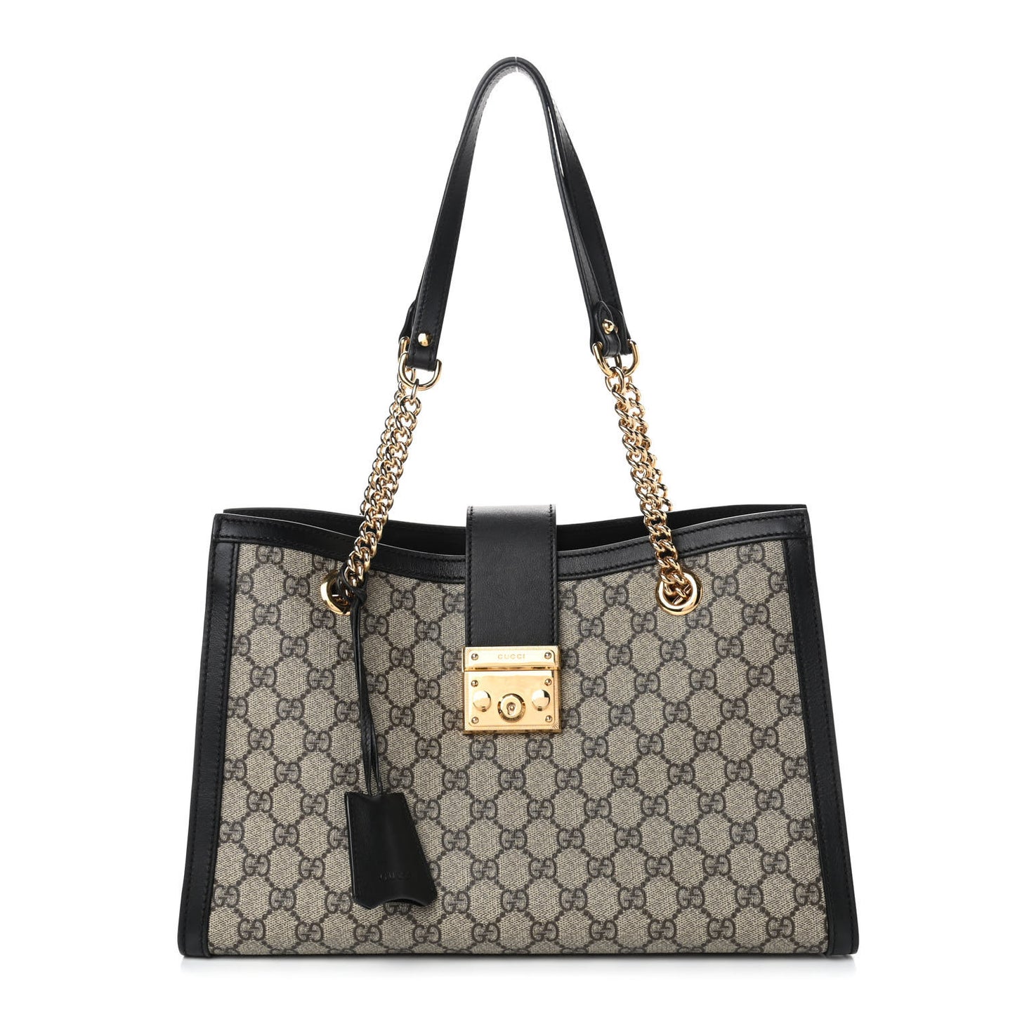 GG Supreme Monogram Medium Padlock Tote Black