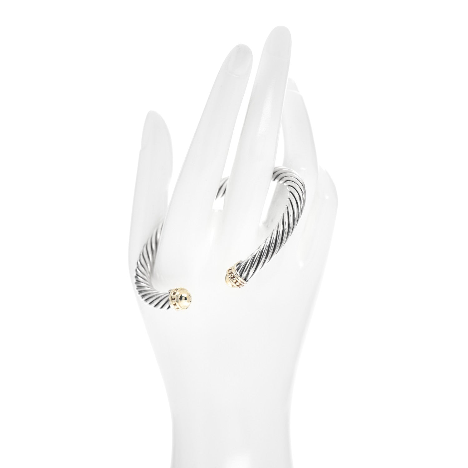 David Yurman Sterling Silver 14K Yellow Gold 7mm Cable Classics Bracelet 2 of 4
