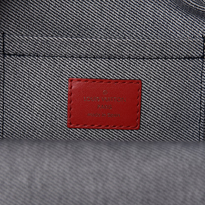 Louis Vuitton Denim Damier Monogram Patchwork Palm Springs Backpack Mini Blue Rouge 6 of 9