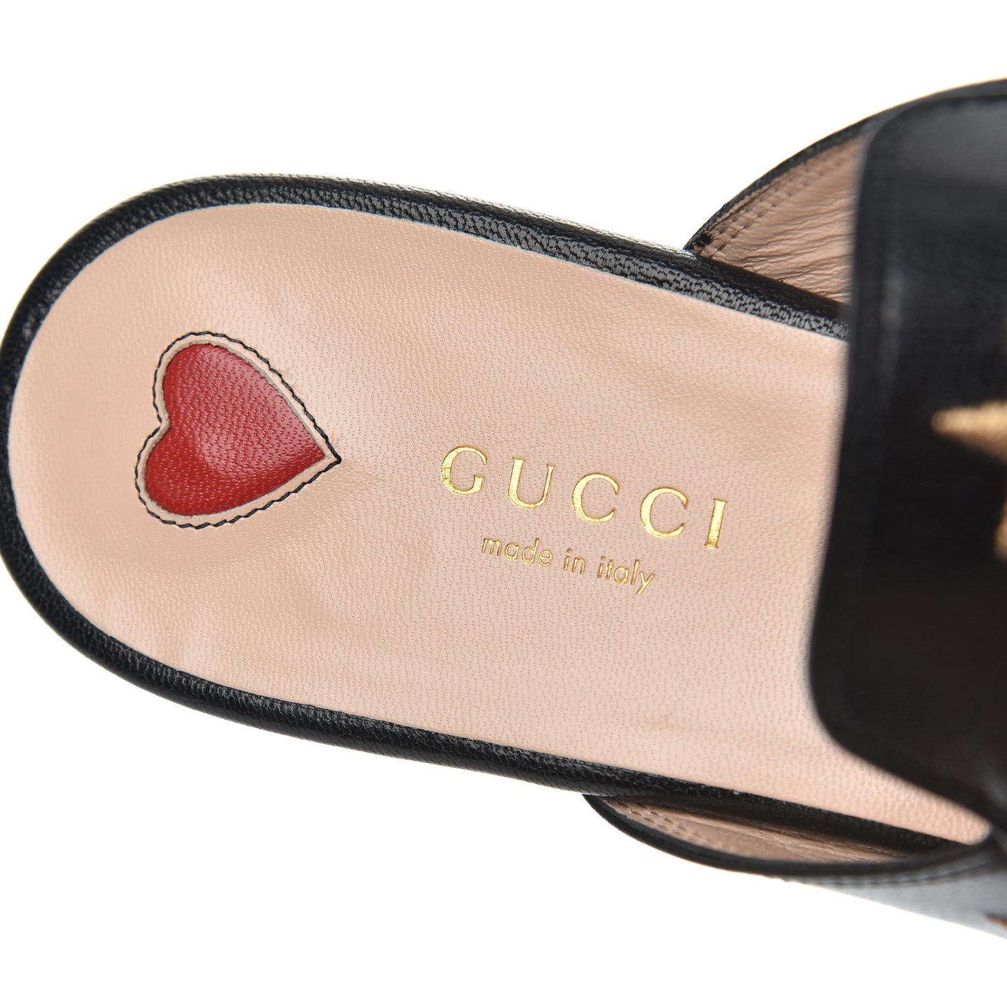 Goatskin Bee Star Embroidered Womens Princetown Slippers 38.5 Black
