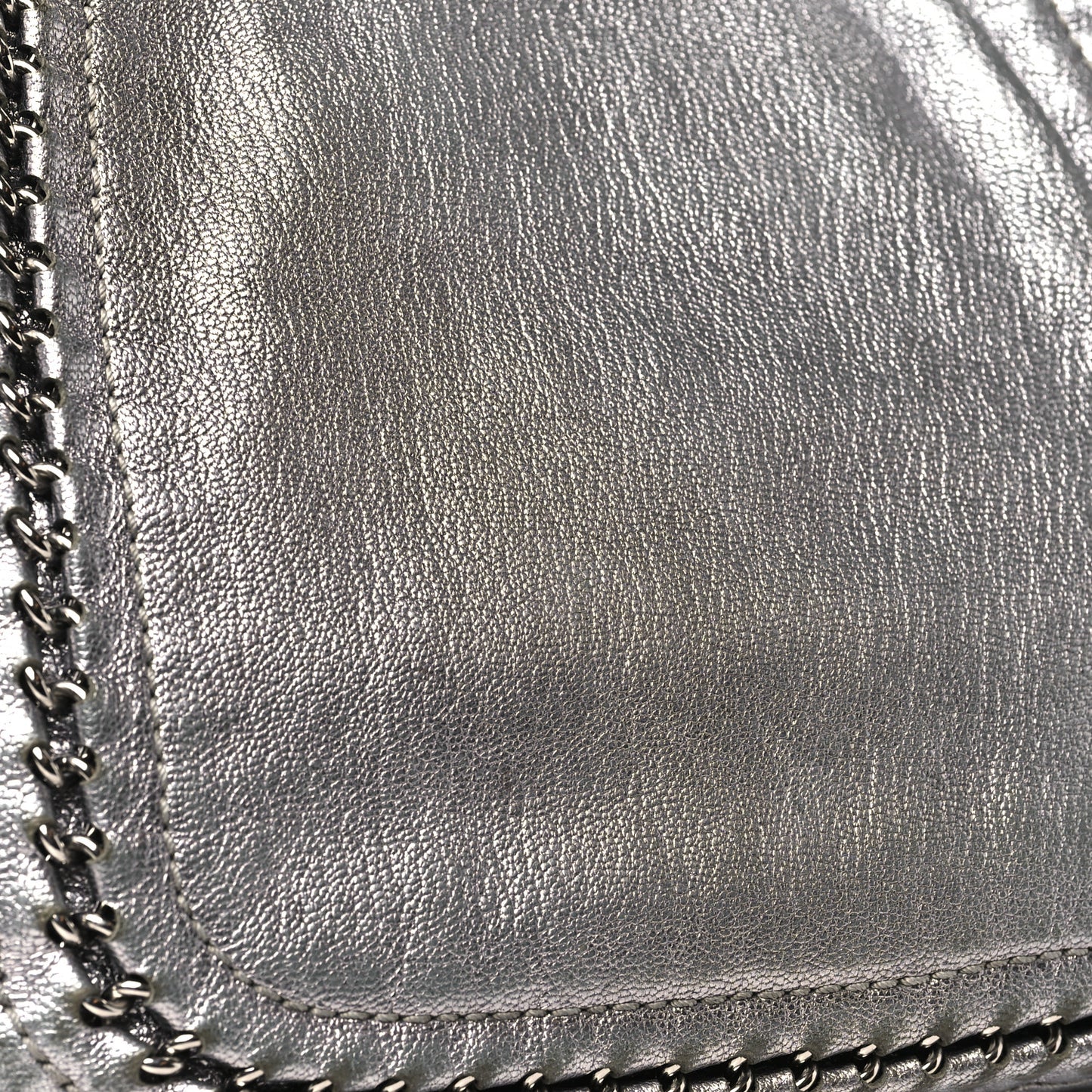 Metallic Deerskin Luxe Ligne Flap  Silver