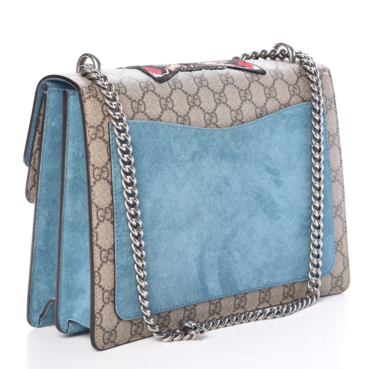 Gucci GG Supreme Monogram Angry Cat Embroidered Medium Dionysus Shoulder Bag Beige Ultramarine 3 of 9