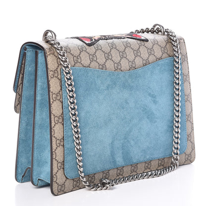 Gucci GG Supreme Monogram Angry Cat Embroidered Medium Dionysus Shoulder Bag Beige Ultramarine 3 of 9