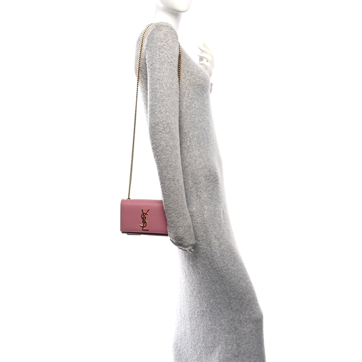 Grain De Poudre Small Monogram Kate Satchel Dark Rose