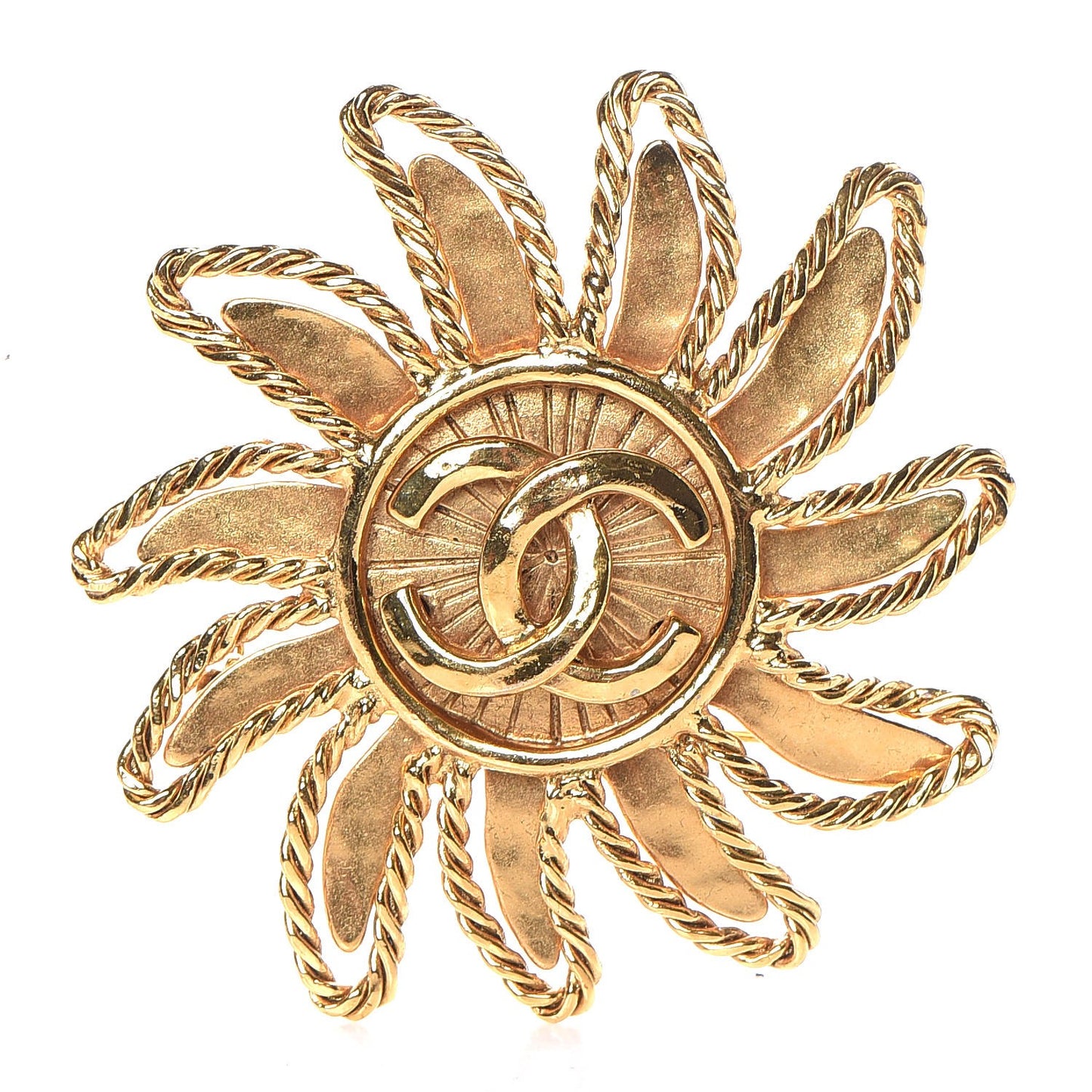 CC Sunburst Brooch Gold