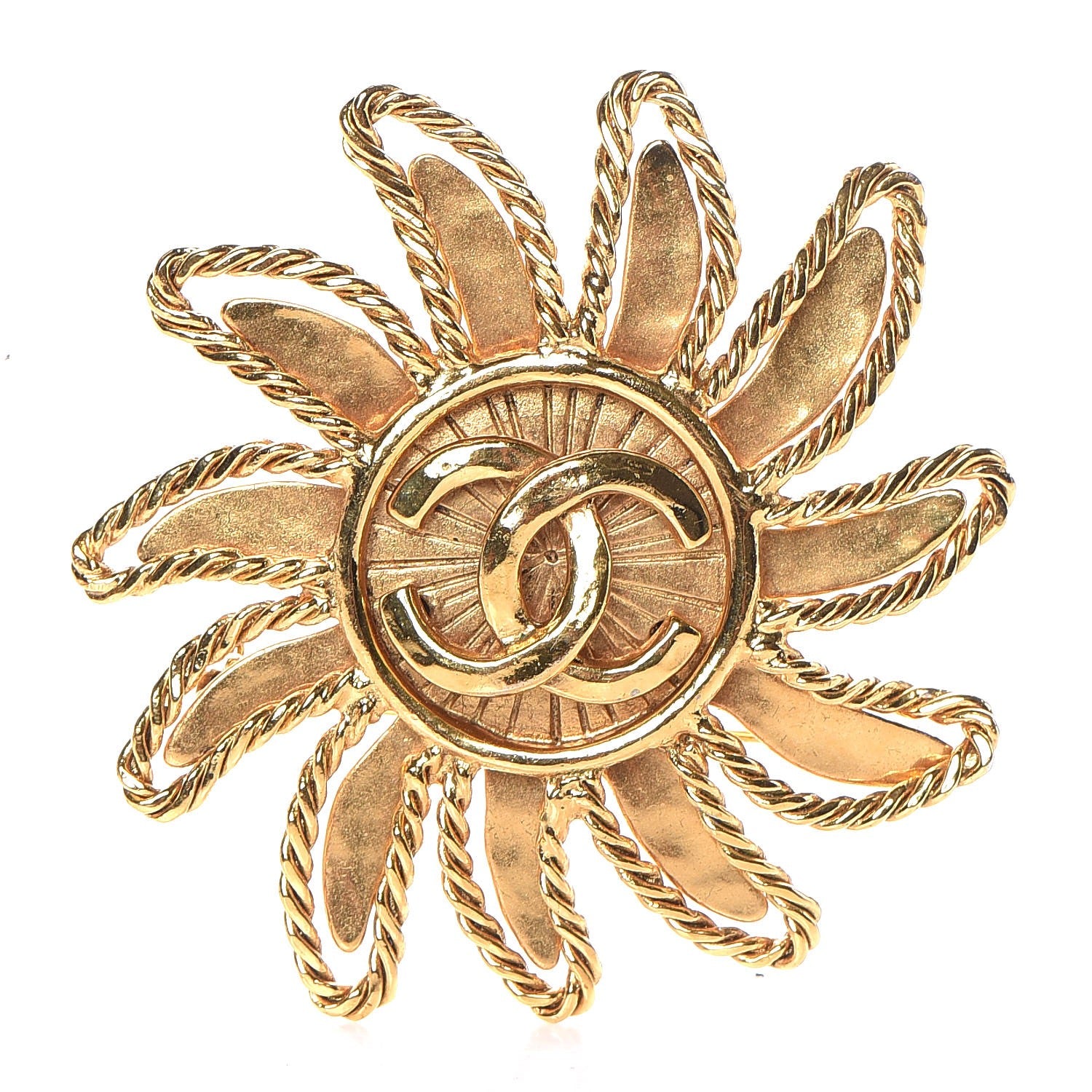 Chanel CC Sunburst Brooch Gold 1 of 5
