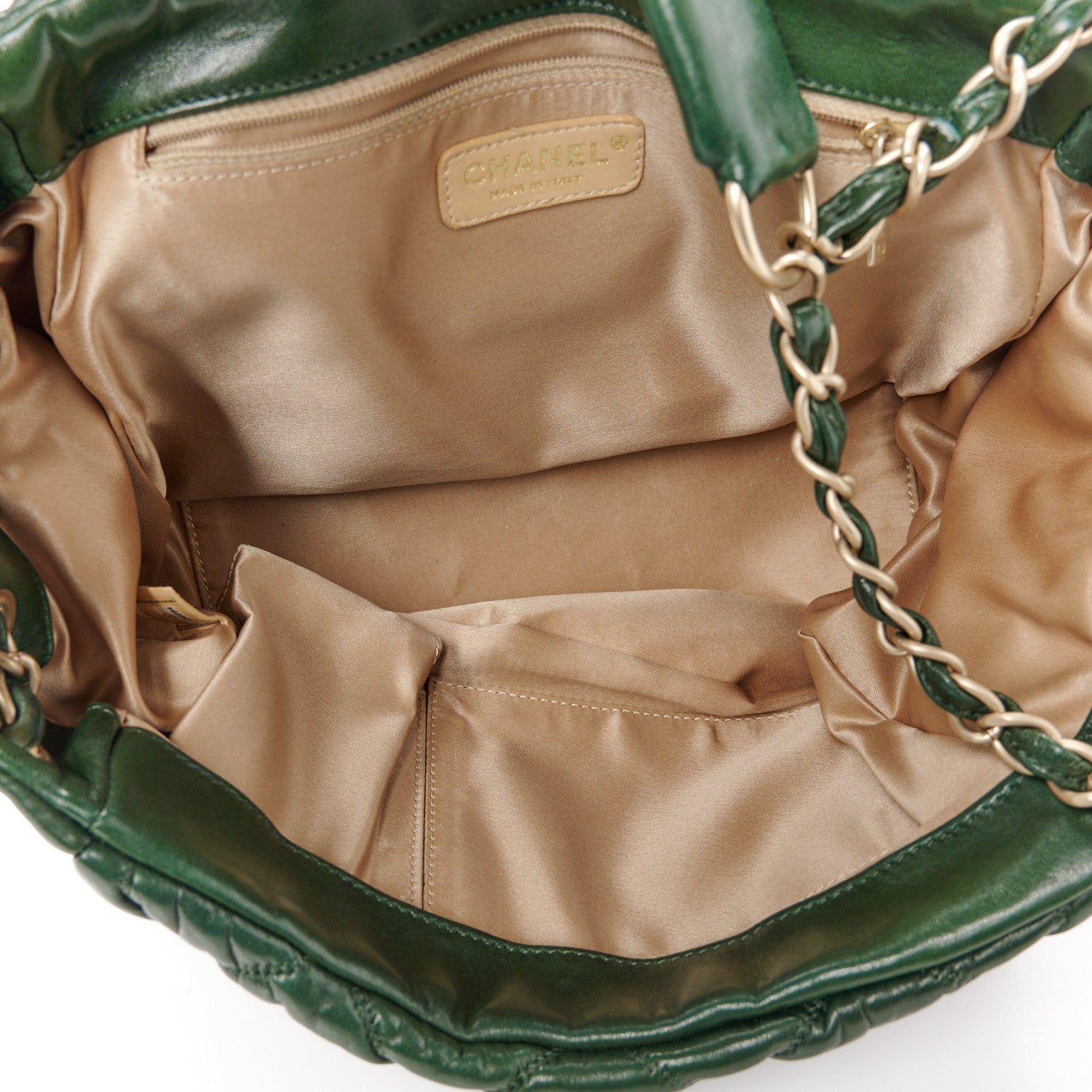 Chanel Lambskin Bubble Quilt Accordion Flap Dark Green 5 of 10