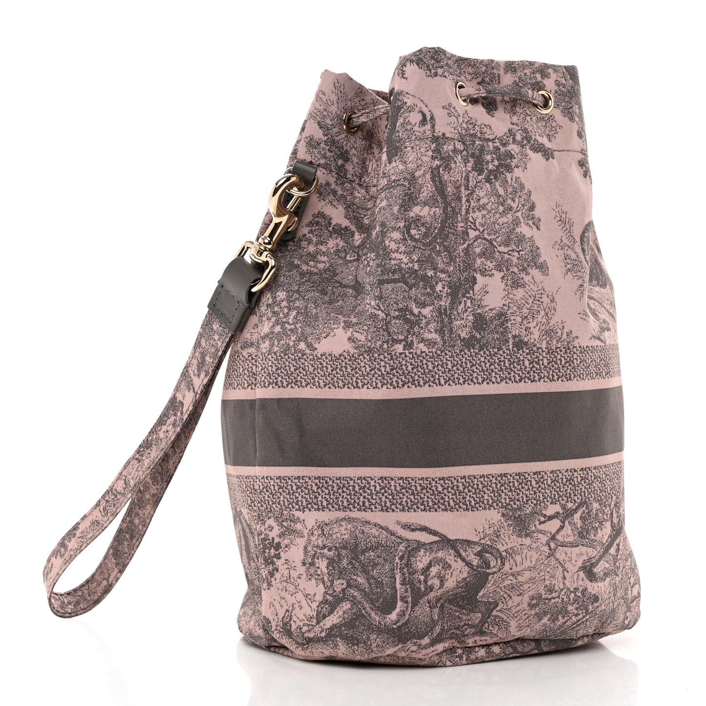 Technical Fabric Embroidered Toile De Jouy Sauvage DiorTravel Pouch Pink Gray