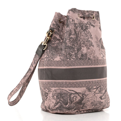 Christian Dior Technical Fabric Embroidered Toile De Jouy Sauvage DiorTravel Pouch Pink Gray 3 of 7