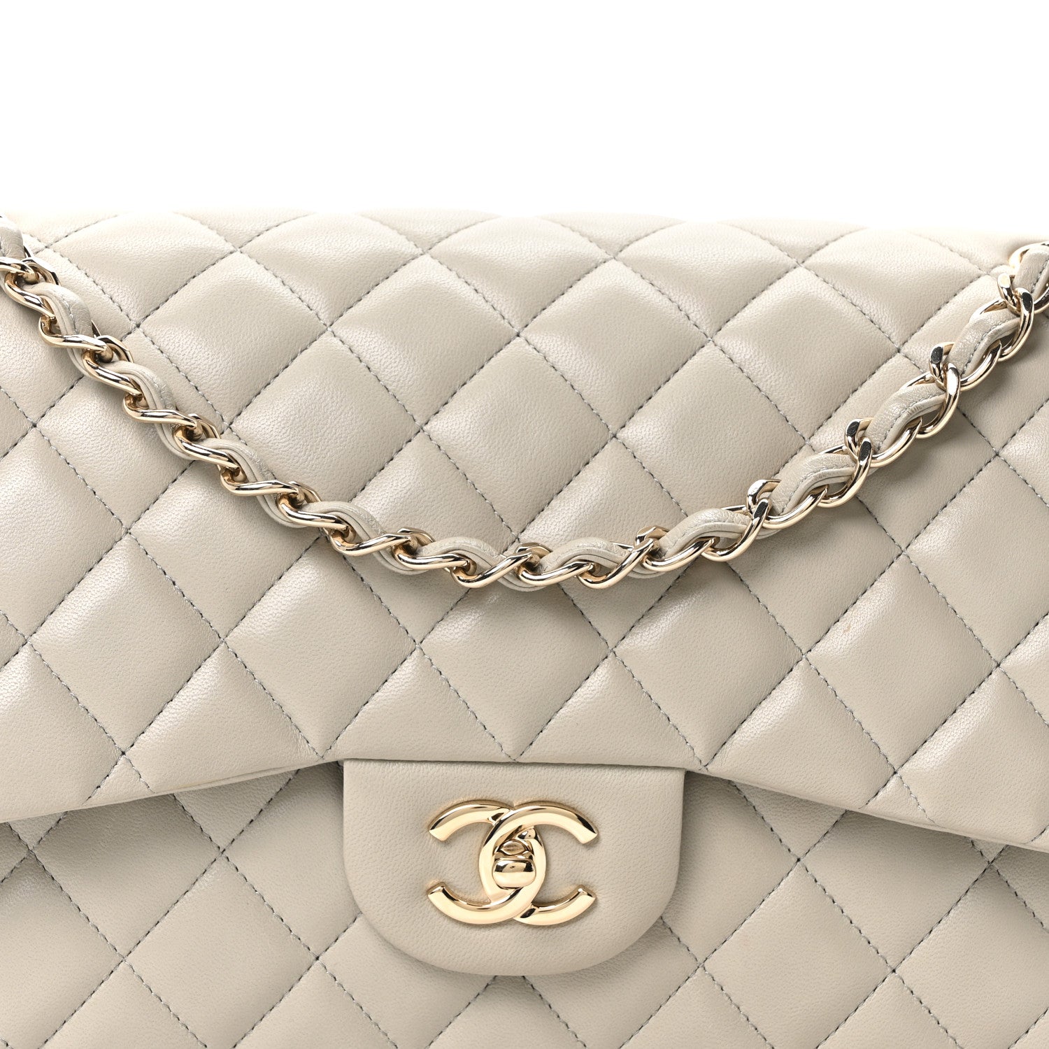 Chanel Lambskin Quilted Jumbo Double Flap Grey 8 of 10
