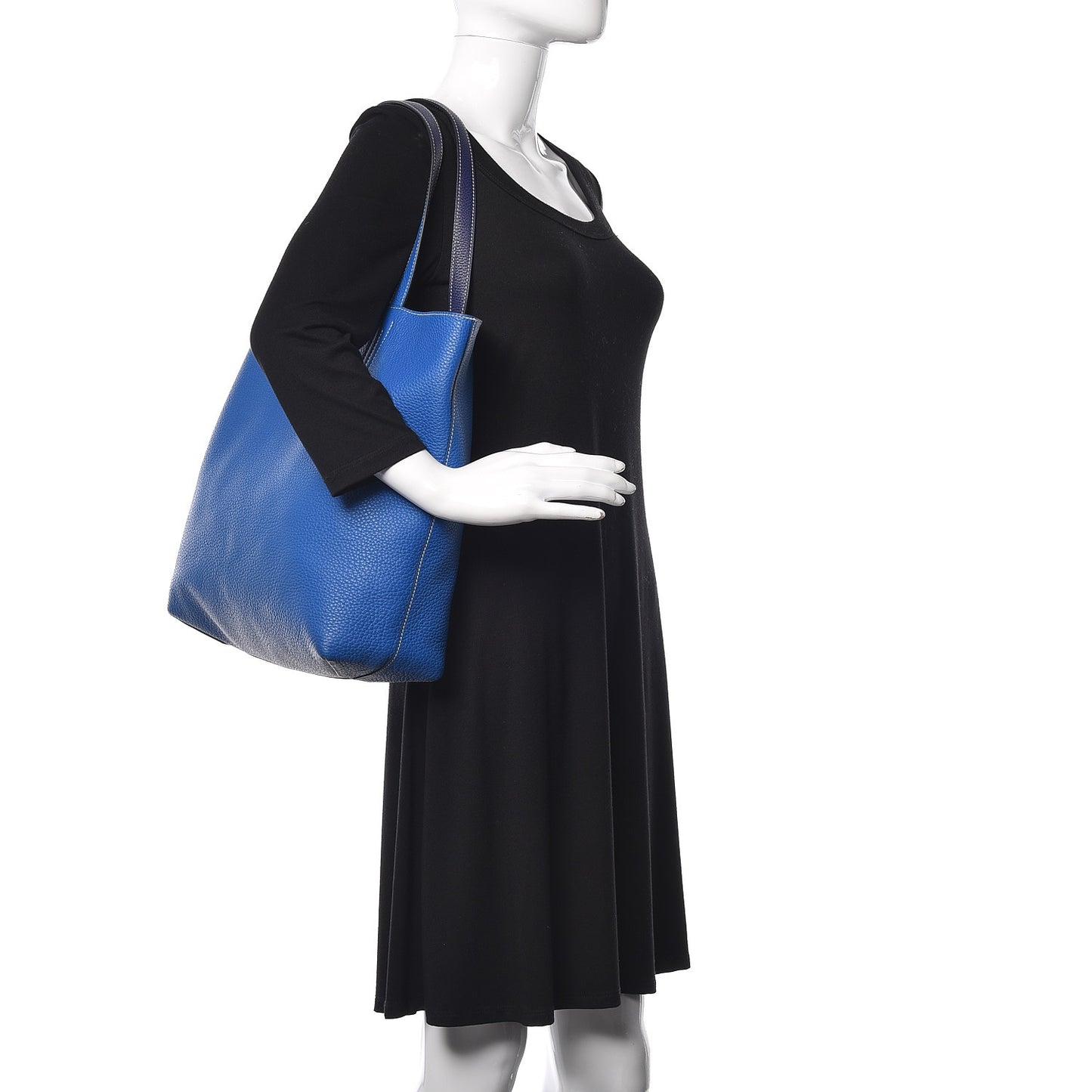 Taurillon Clemence Double Sens 45 Reversible Tote Bleu Encre Zellige