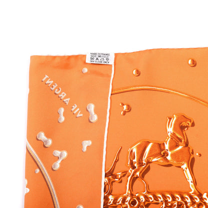 Hermes Silk Vif Argent Pocket Square Scarf Orange 4 of 7