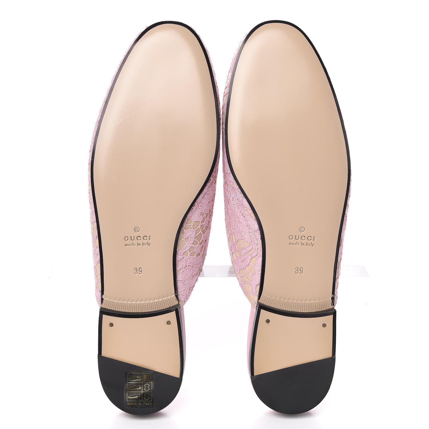 Gucci Lace Malaga Kid Womens Princetown Slippers 39 Sugar Pink Skin Rose 5 of 8