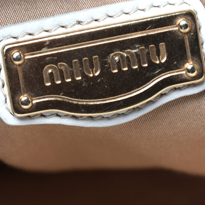 Miu Miu Canvas Calfskin Shoulder Bag Naturale 6 of 10