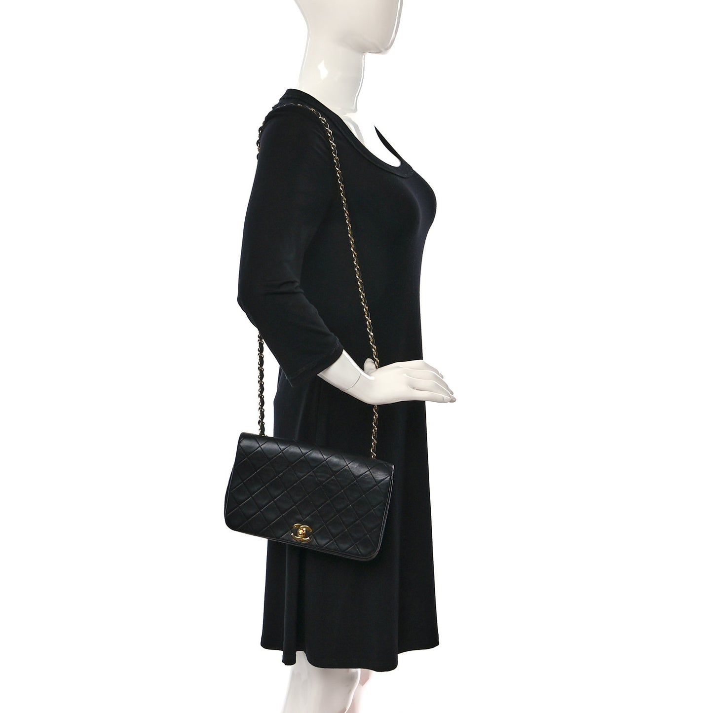 Lambskin Quilted Small Single Flap Black
