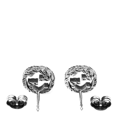 Gucci Sterling Silver Textured Interlocking G Stud Earrings 3 of 4