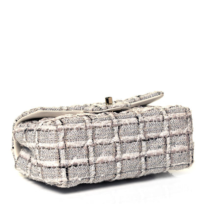 Chanel Tweed Quilted Mini Rectangular Flap White Grey 3 of 8