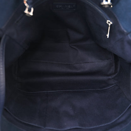 Chanel Mixed Fibers Calfskin Small Deauville Tote Dark Blue 6 of 11