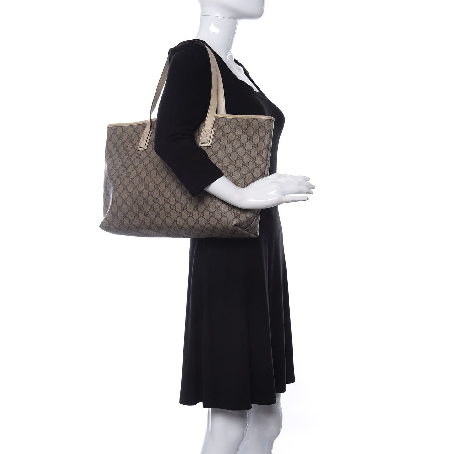 GG Supreme Monogram Medium Zippered Shopping Tote Off White