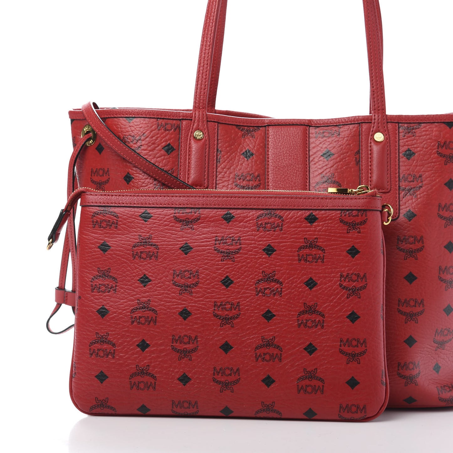 Visetos Medium Liz Reversible Shopper Tote Ruby Red