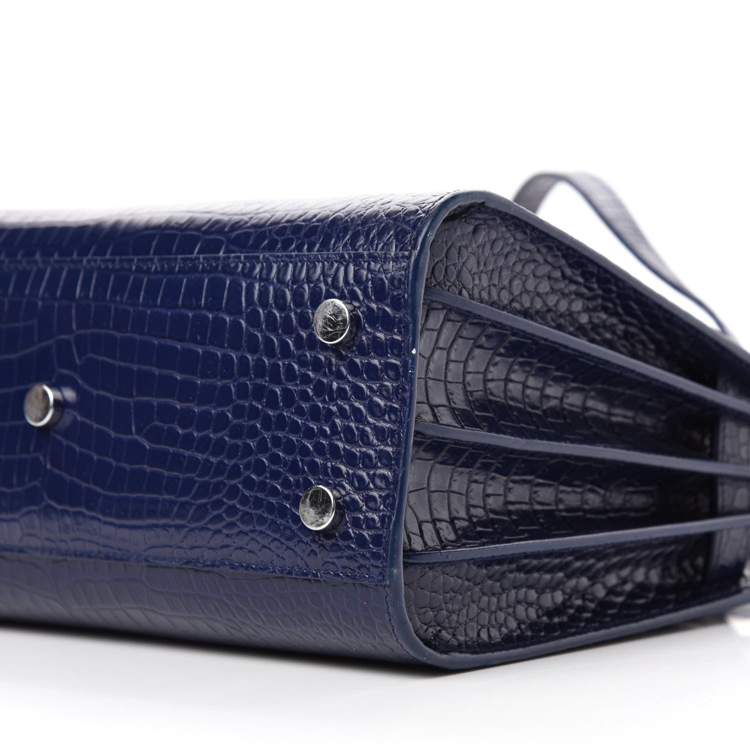 Saint Laurent Calfskin Crocodile Embossed Baby Sac De Jour Navy 8 of 15