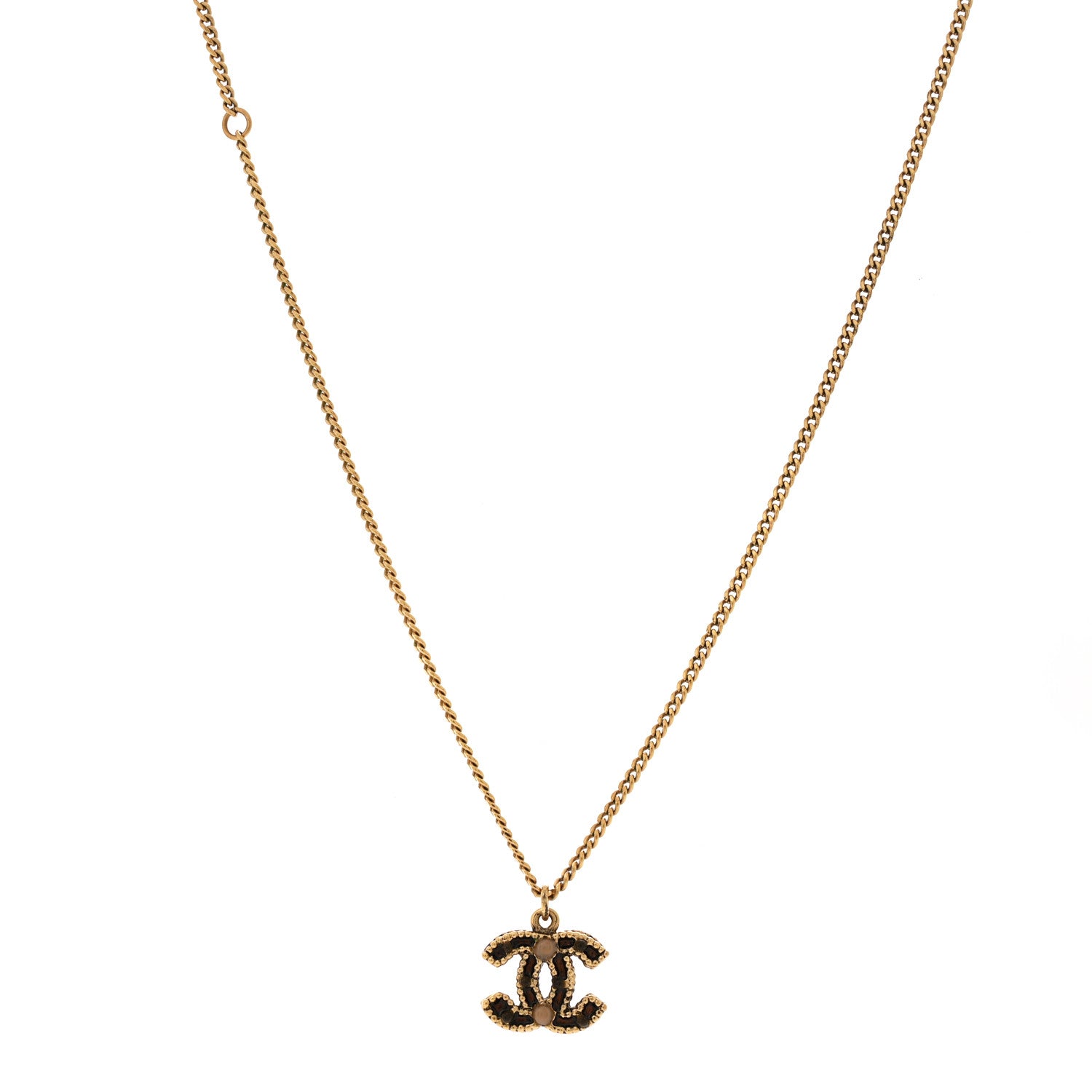 Chanel Resin CC Pendant Necklace Gold 1 of 7