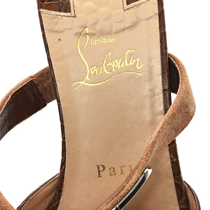 Christian Louboutin Calfskin Crocodile Embossed Choc Lock Flats 38 Biscotto 8 of 8
