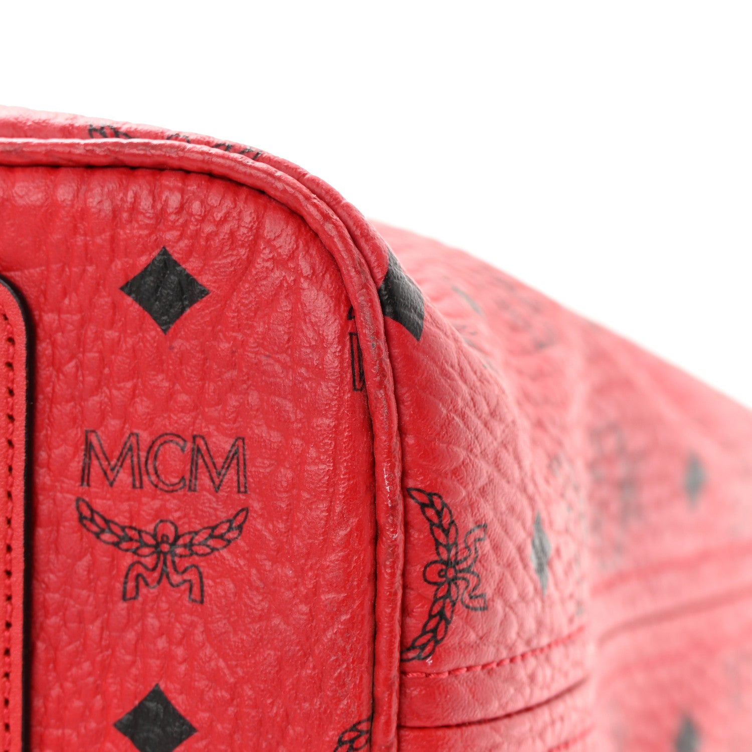 MCM Visetos Medium Anya Shopper Tote Ruby Red 17 of 26