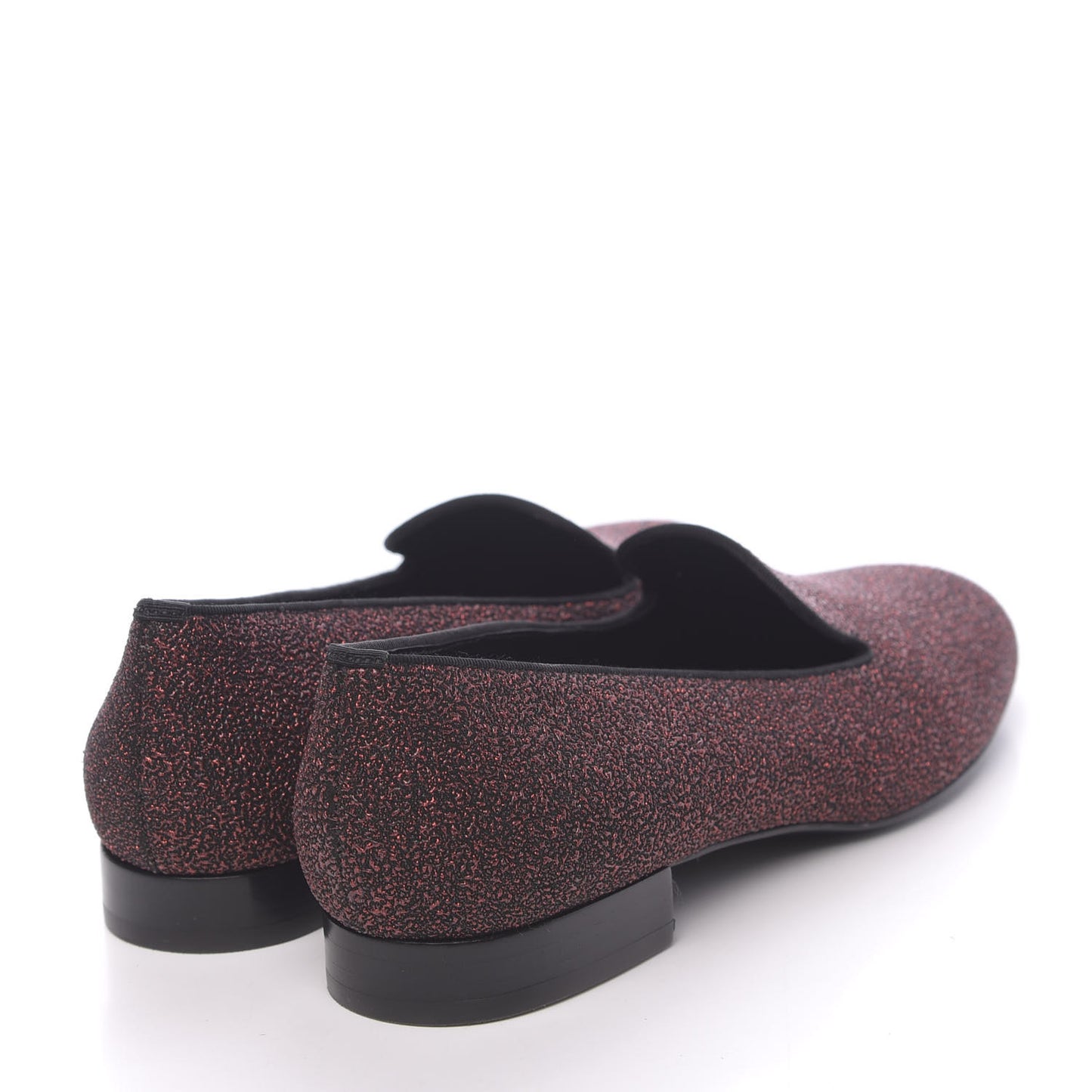Metallic Calfskin Smoking Slipper Flat Loafers 37.5 Red Glitter